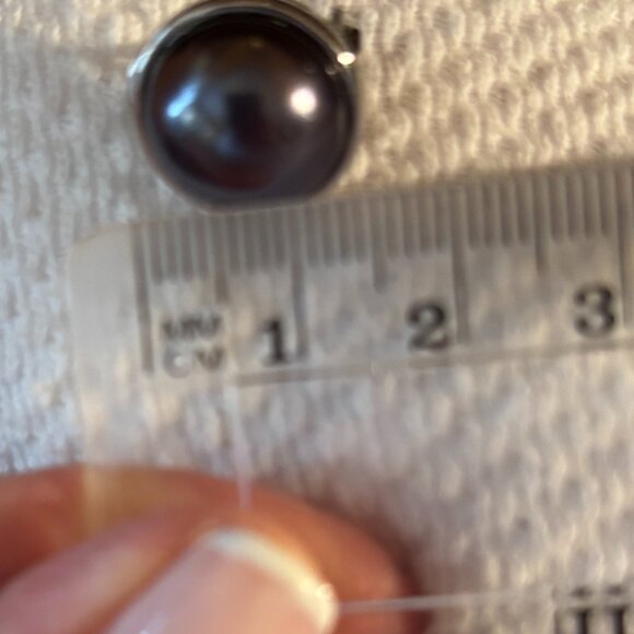 Grey Pearl Style Earring in Bezel Setting - Picture 8 of 9